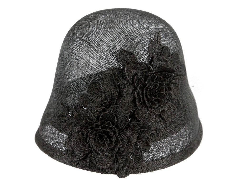 Exclusive black sinamay bucket hat by Cupids Millinery-3