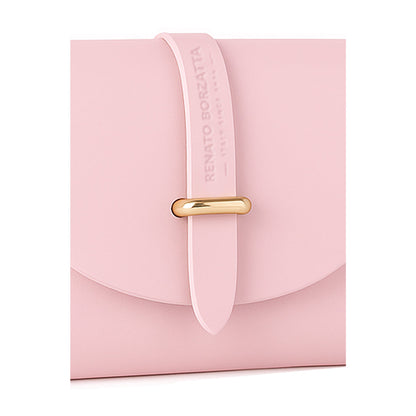RB1001BJ | Small Genuine Leather Bag Made in Italy with Removable Shoulder Strap and Shiny Gold Metal Closure Loop - Pink Color - Dimensions: 16.5 x 11 x 8 cm-4