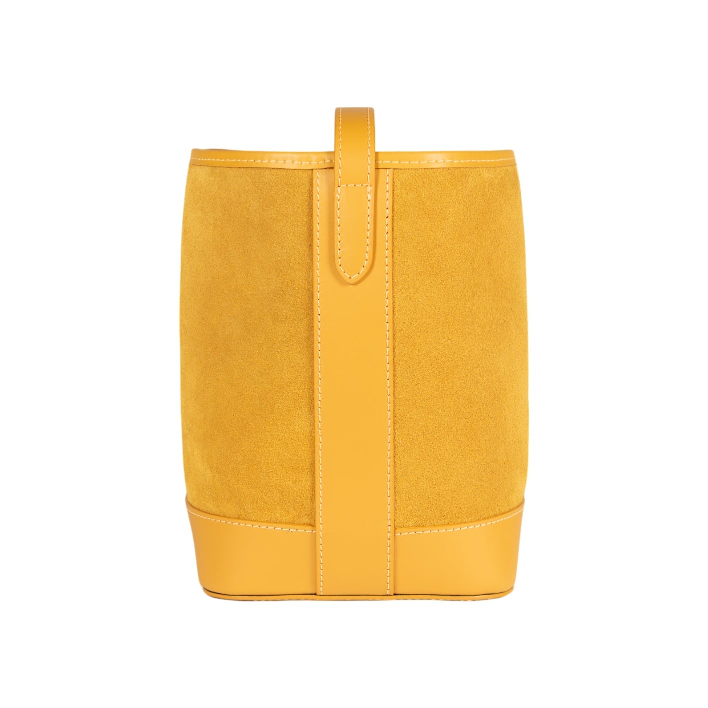 RB1031AR | BRENDA Women's Bucket Bag in Genuine Leather Made in Italy. Polished Gold Metal Accessories - Mustard Color - Dimensions: 25 x 23.5 x 17 cm-3