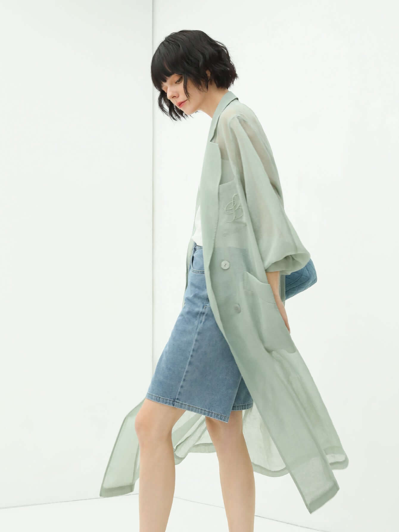 Gauzy Lightweight Transparent Trench Coat-1
