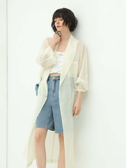 Gauzy Lightweight Transparent Trench Coat-4