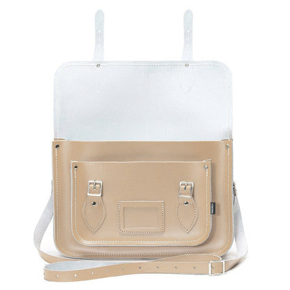 Handmade Leather Satchel - Iced Coffee-2