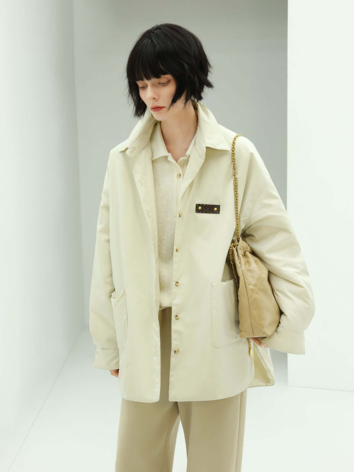 Lightweight Ivory Padded Coat-1