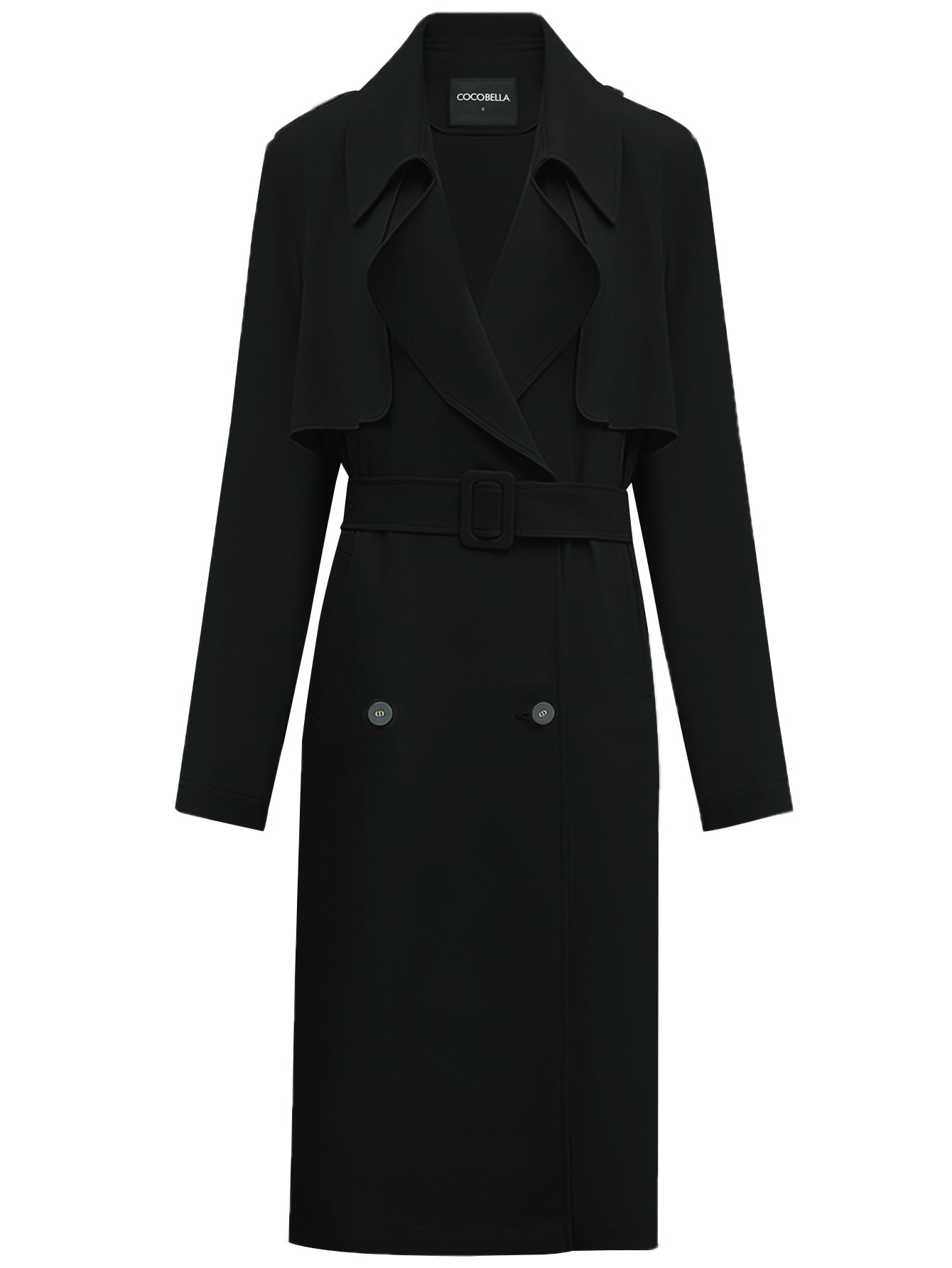 Modern Two-way Draped Ruffled Trenched Coat-3