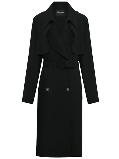 Modern Two-way Draped Ruffled Trenched Coat-3