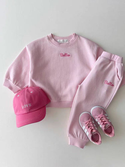 Autumn Baby Kids Unisex Casual Letter Embroidery Pullover And Pants Clothing Set-5